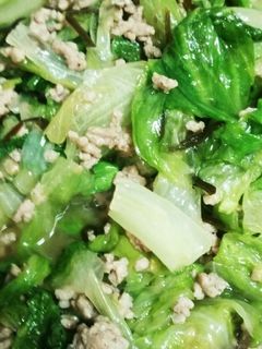 簡単~!レタスとひき肉の塩昆布炒め♪-レシピのメイン写真