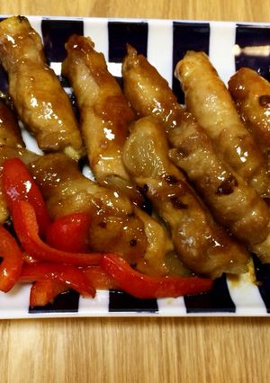 レンジで簡単♪茄子&玉ねぎの肉巻き♪-レシピのメイン写真