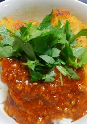 豚肉となすのかき揚げ マーボー丼-レシピのメイン写真