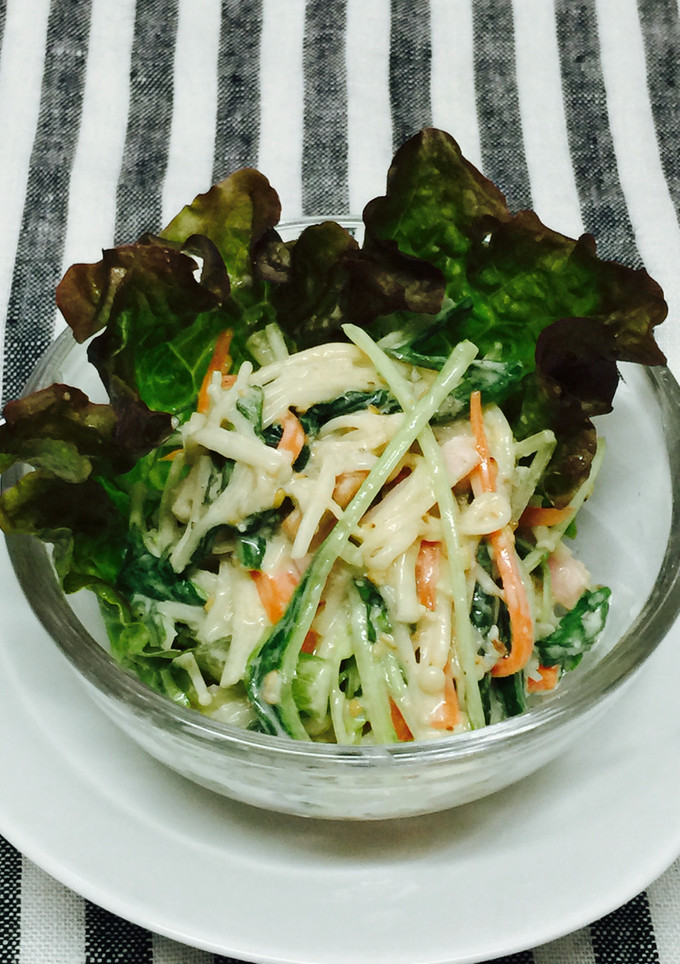 えのきと水菜のごまマヨサラダ-レシピのメイン写真