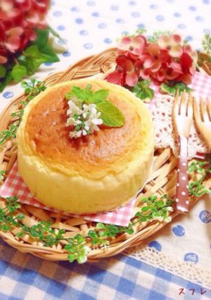 材料３つ＊シュワふわスフレチーズケーキ♪-レシピのメイン写真