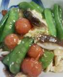 きぬさやと卵とトマトの中華炒め