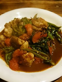 プンタレッラと鶏モモのトマト炒め-レシピのメイン写真