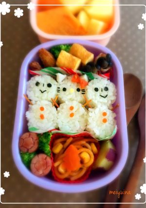 冬の簡単キャラ弁♡雪だるまキティちゃん-レシピのメイン写真