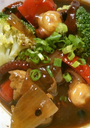 簡単♪豚肉と タコ 野菜の甘酢餡掛け！！-レシピのメイン写真