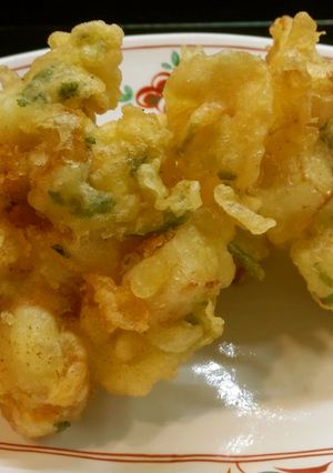 三つ葉とホタテと蒲鉾のサックリかき揚げ-レシピのメイン写真