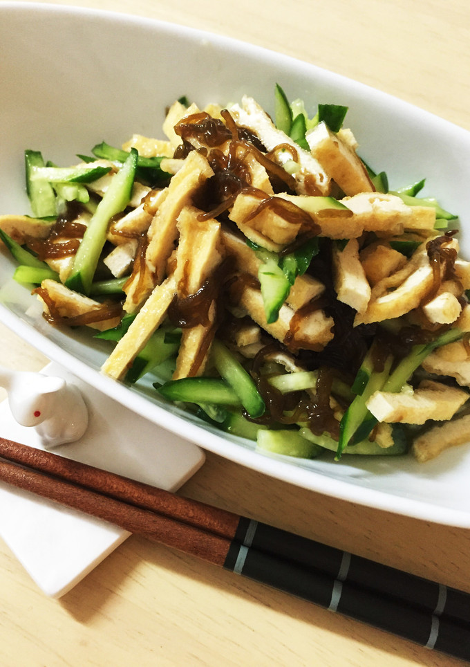 簡単☆３分！きゅうり☆油揚げの酢の物-レシピのメイン写真