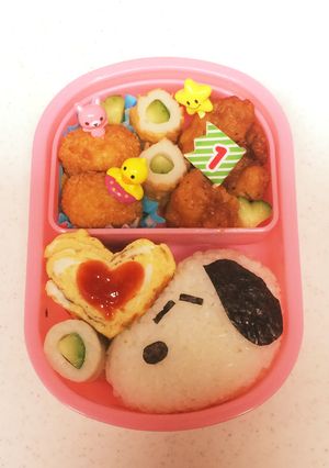 スヌーピーキャラ弁 簡単ご飯と海苔だけ-レシピのメイン写真
