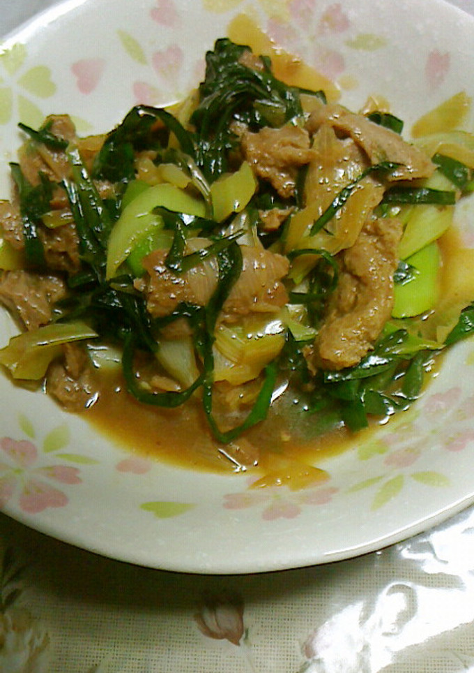 大豆のお肉と青梗菜ニラ炒め-レシピのメイン写真