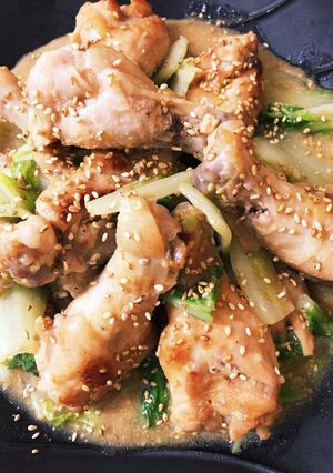 ボリューム満点♫白菜☆鶏手羽元の味噌焼き-レシピのメイン写真