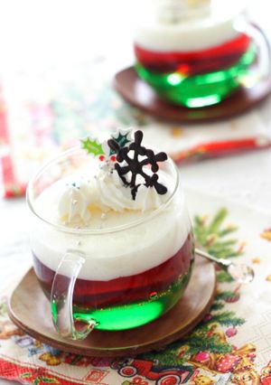 クリスマスカラーの三色ゼリー-レシピのメイン写真