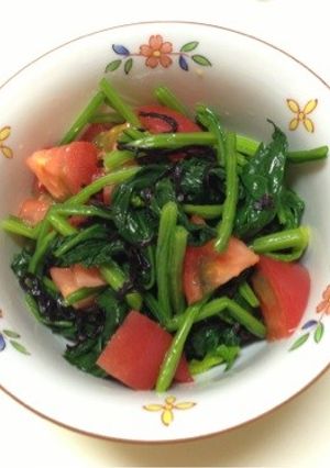 ほうれん草とトマトの塩昆布和え-レシピのメイン写真
