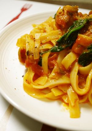 簡単！チキンとトマトのクリーム風パスタ！-レシピのメイン写真