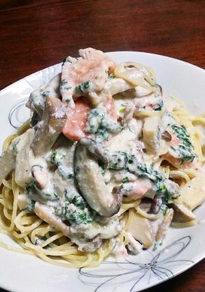 きのこたっぷりサーモンのクリームパスタ-レシピのメイン写真