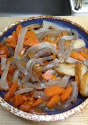 こんにゃくの炒り煮　病院食風-レシピのメイン写真