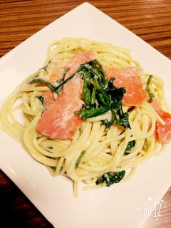 ほうれん草とサーモンのクリームパスタ-レシピのメイン写真