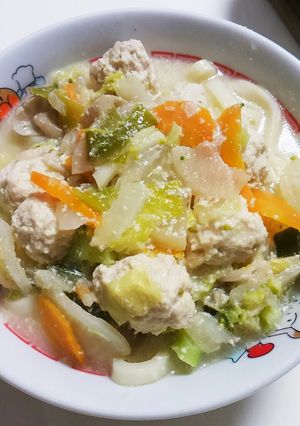 体に優しい◎鶏団子ミルクうどん-レシピのメイン写真