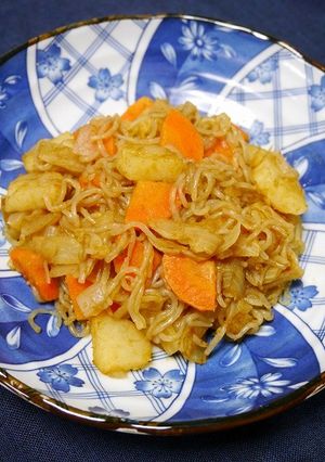 ヘルシー！粉ふき野菜と白滝のソース炒め-レシピのメイン写真