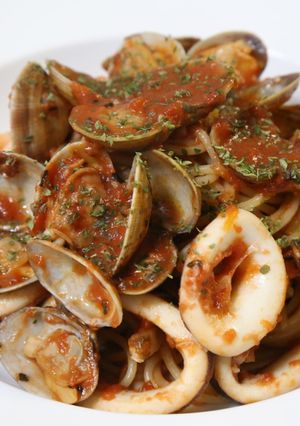 魚介のトマトソースパスタ、ペスカトーレ！-レシピのメイン写真