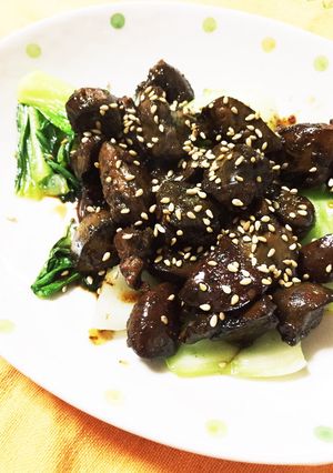 鶏レバーの照り焼き♡チンゲン菜添え-レシピのメイン写真