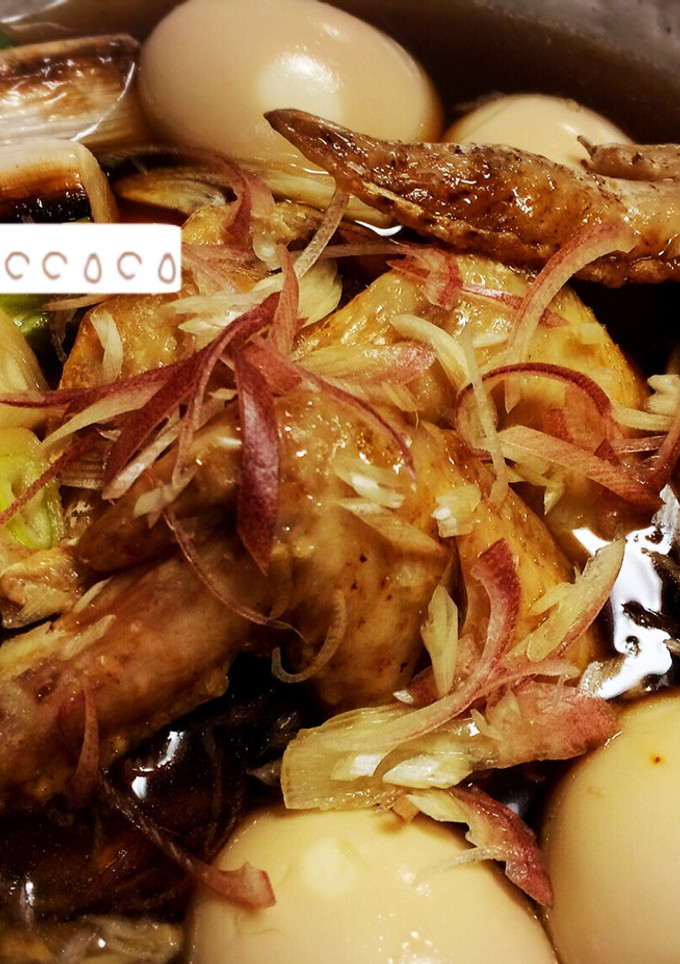 麺つゆで手羽先の揚げ浸し ゆで卵とねぎ-レシピのメイン写真
