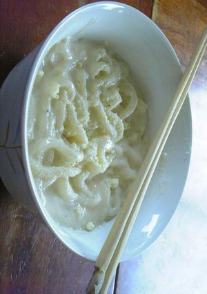 手軽に！カルボ風うどん-レシピのメイン写真