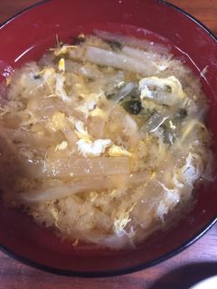 大根とハム・ワカメ・卵の味噌汁-レシピのメイン写真