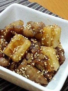 れんこんと豚肉の甘辛炒め-レシピのメイン写真