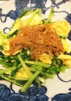 簡単ヘルシーおつまみ♪大根葉と卵の炒め物-レシピのメイン写真