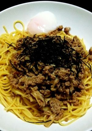 和風キノコボロネーゼ(๑•᎑•๑)温玉-レシピのメイン写真