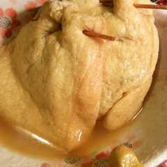 รูปของ おでんの素で☆牛肉と白ネギの巾着煮♪