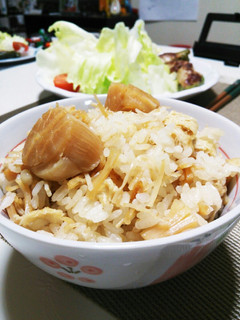 戻した干し貝柱とえのき茸の炊き込みご飯-レシピのメイン写真