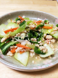 青梗菜と彩り野菜の鶏そぼろあんかけ-レシピのメイン写真