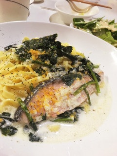 秋鮭とほうれん草のクリームパスタ-レシピのメイン写真
