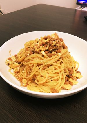 納豆のたまごとじパスタ-レシピのメイン写真