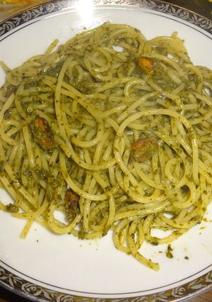ちぢみほうれん草と小松菜のパスタソース-レシピのメイン写真