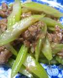 セロリと大豆のお肉のいため物