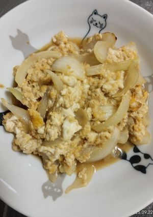 玉ねぎと豆腐と卵の焼き肉のタレ炒め-レシピのメイン写真