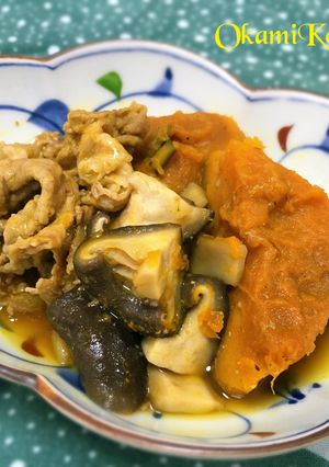 疲労回復♡しいたけ豚かぼちゃ煮-レシピのメイン写真
