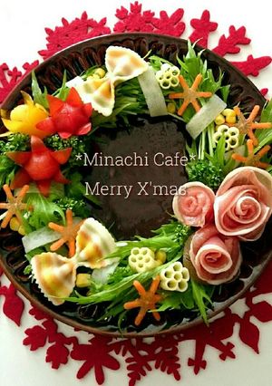花咲くクリスマスのリースサラダ-レシピのメイン写真