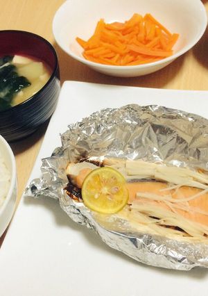 鮭のホイル焼き すだち添え-レシピのメイン写真