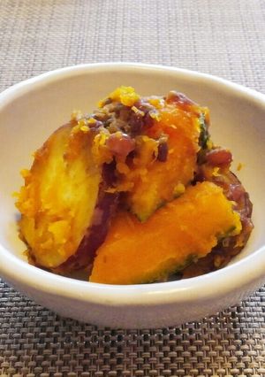 カボチャとさつま芋の小豆和え-レシピのメイン写真