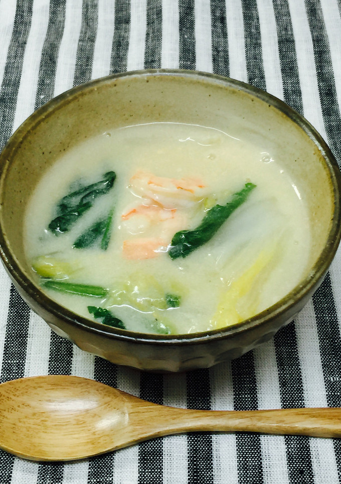 白菜とエビのとろっと豆乳煮-レシピのメイン写真