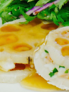 レンコンふわエビサンド 生姜くずあんかけ-レシピのメイン写真