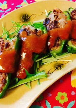 大豆のお肉で☆肉詰めピーマン-レシピのメイン写真