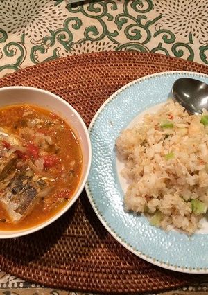 さば缶のカレースープ味とカニチャーハン-レシピのメイン写真