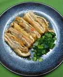 大豆のお肉で油揚げと根菜の重ね煮