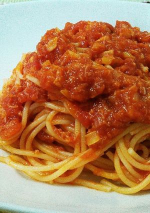 カニ缶で作るトマトソースパスタ-レシピのメイン写真