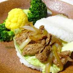 รูปของ 大豆のお肉でライスバーガー