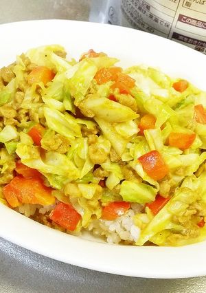 即席！大豆のお肉で✿カレー炒め丼♪-レシピのメイン写真